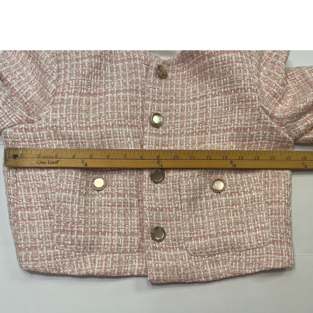 Joie Tweed Cropped Jacket Womens Small Pink New With Tags Gold Button Lady Coat - Picture 9 of 9